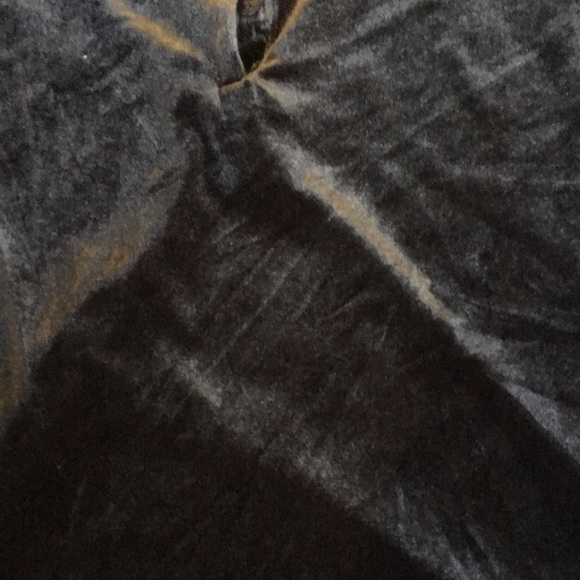 Dark shiny gray velvet long sleeve shirt. - Picture 2 of 2